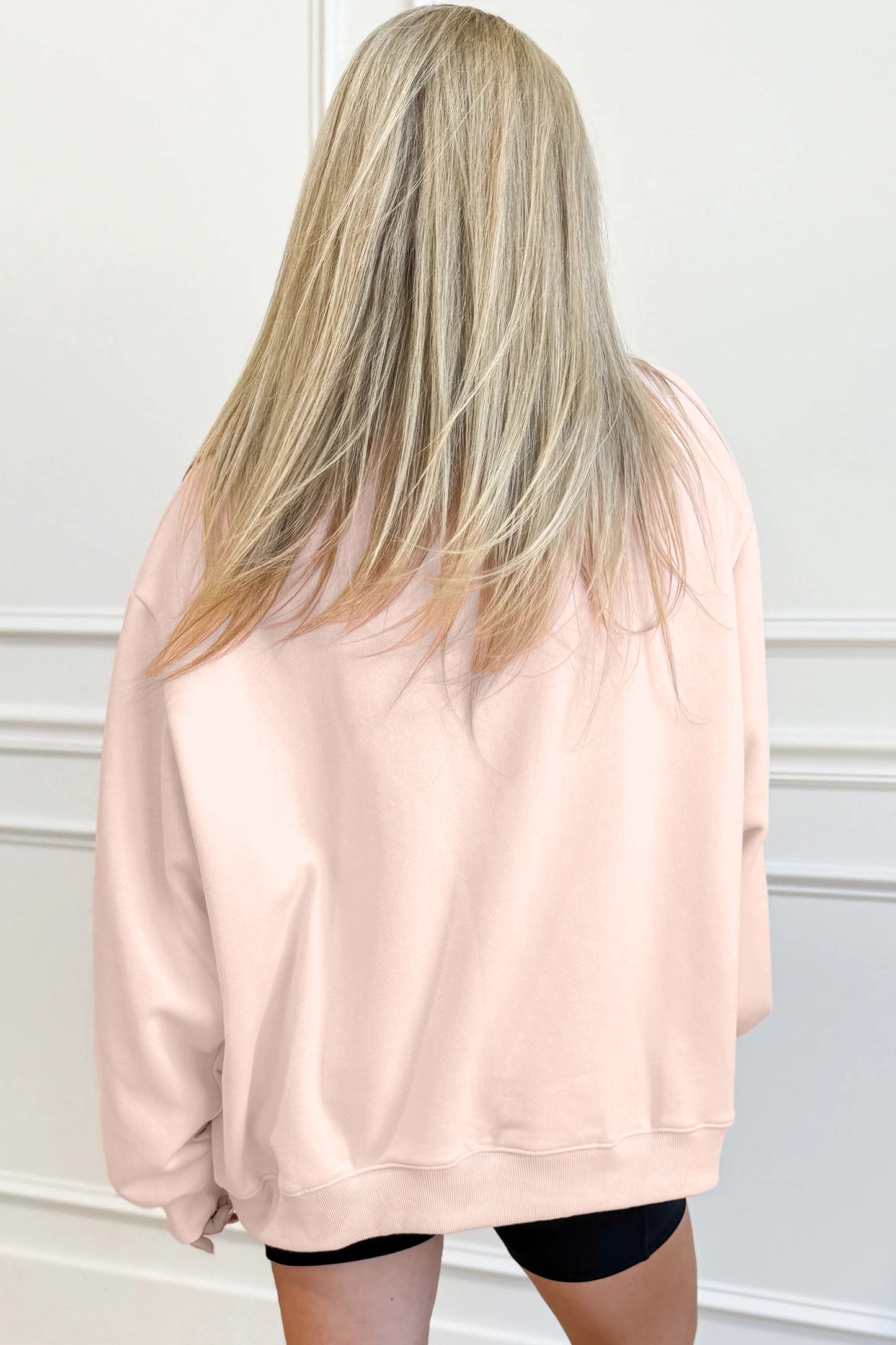 Sea Green Oversize Blessed Embroidered Mock Neck Sweatshirt