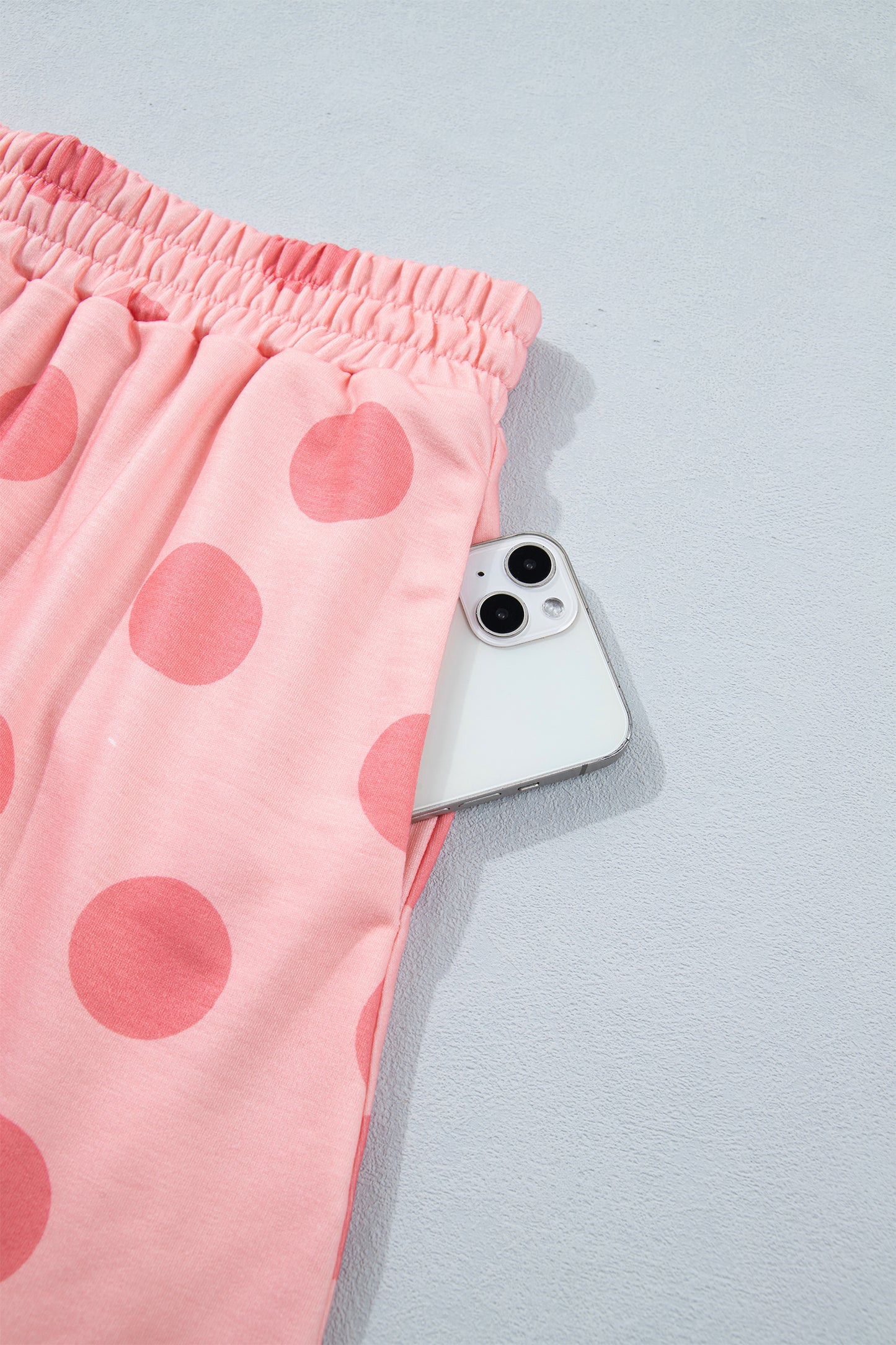 Sky Blue Polka Dot Short Sleeve Top Casual Skort 2pcs Outfit