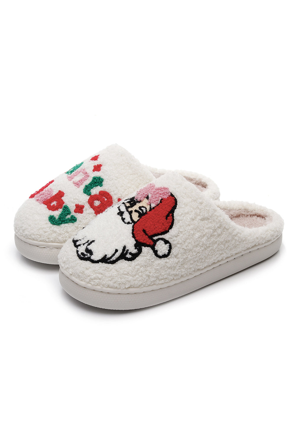A White Cute Santa Baby Holiday Winter Slippers