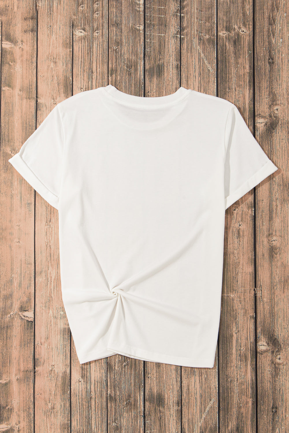 White Sequined Fall Leaves Graphic Crew Neck T Shirt