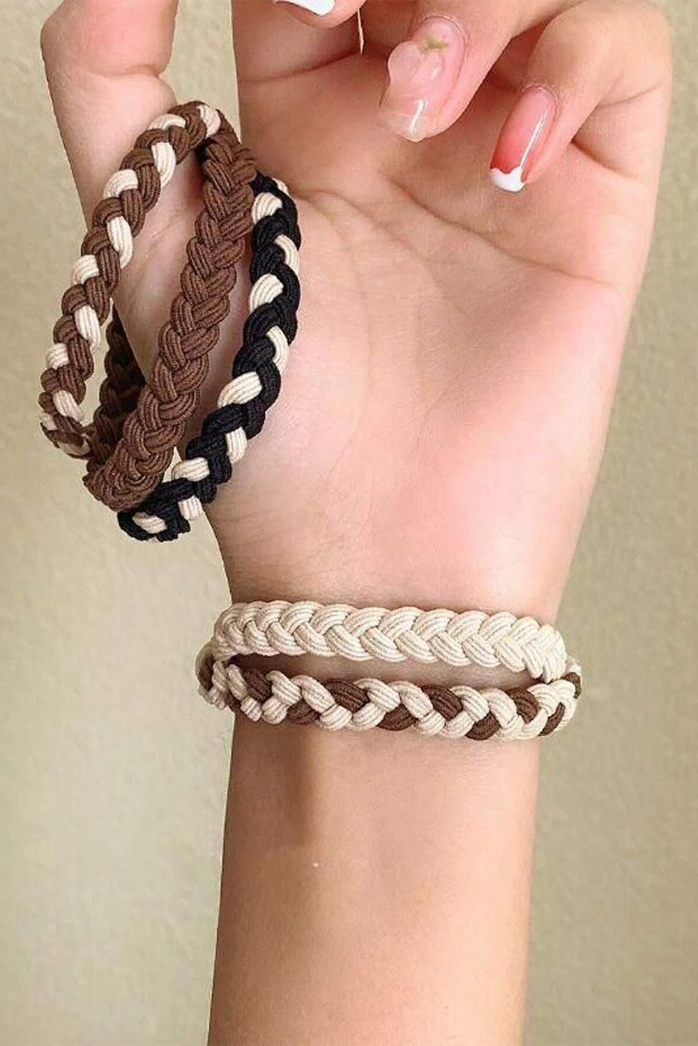 Chestnut 5Pcs Smile Face Decor Braided Hairband