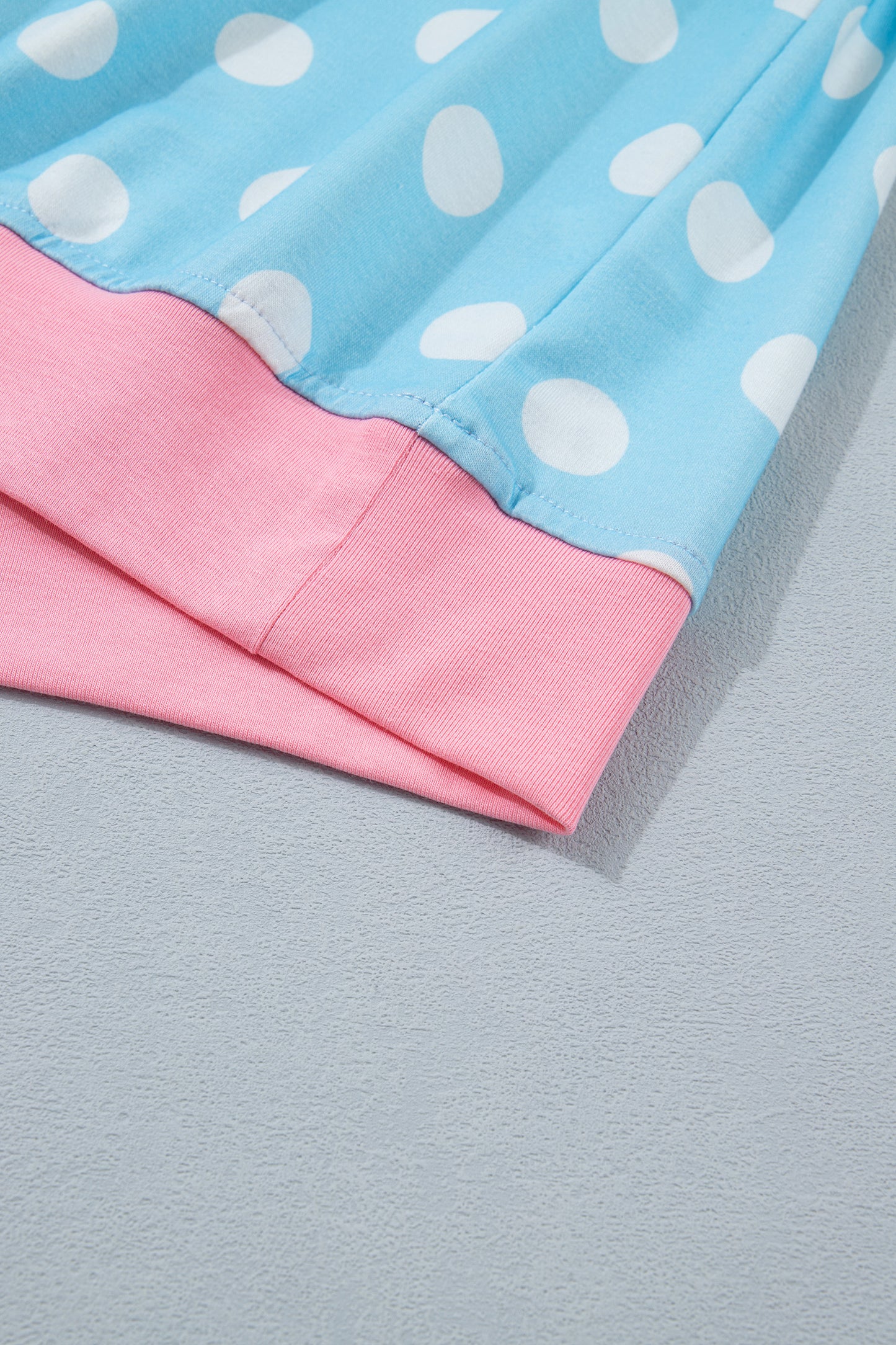 Sky Blue Polka Dot Contrast Edge Casual Short Set