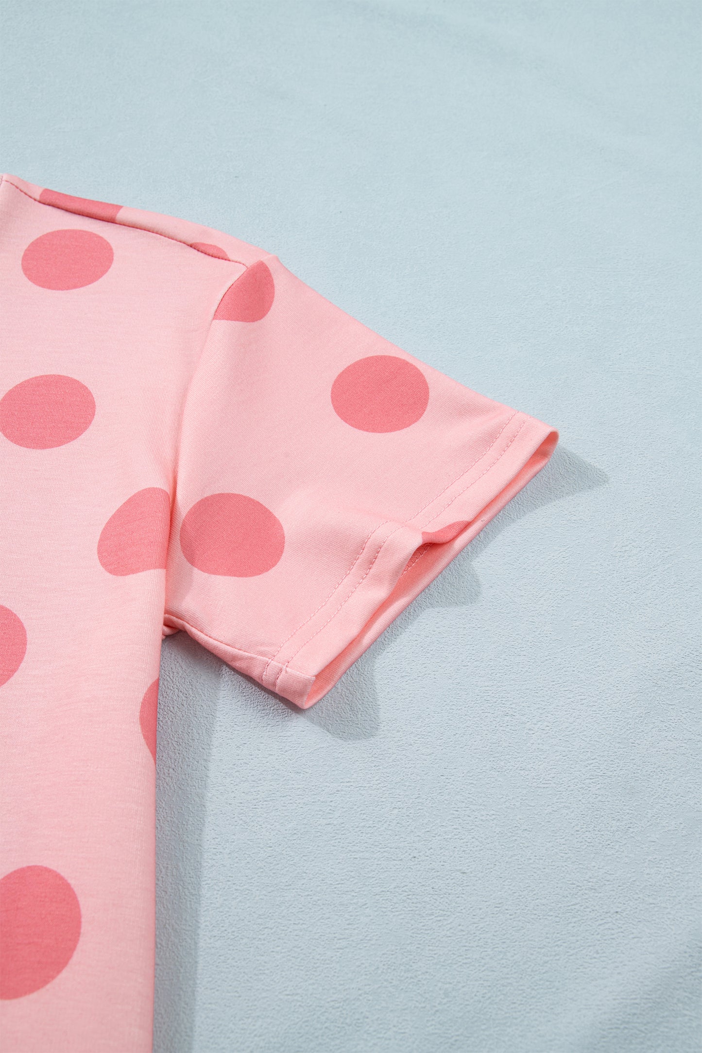 Sky Blue Polka Dot Short Sleeve Top Casual Skort 2pcs Outfit