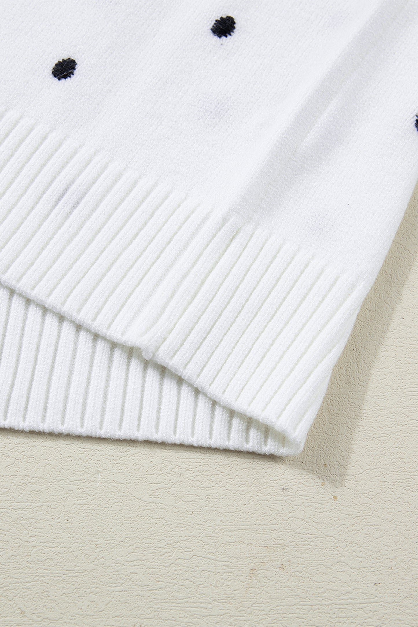 White Elegant Polka Dot Bubble Short Sleeve Sweater