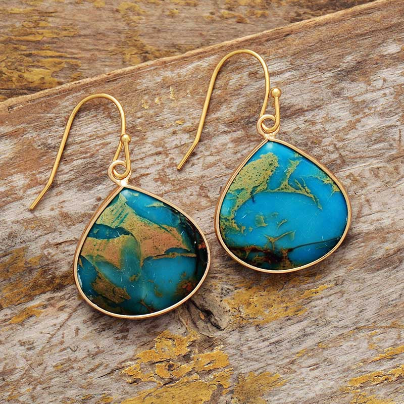 Gold-Plated Natural Stone Earrings 18K