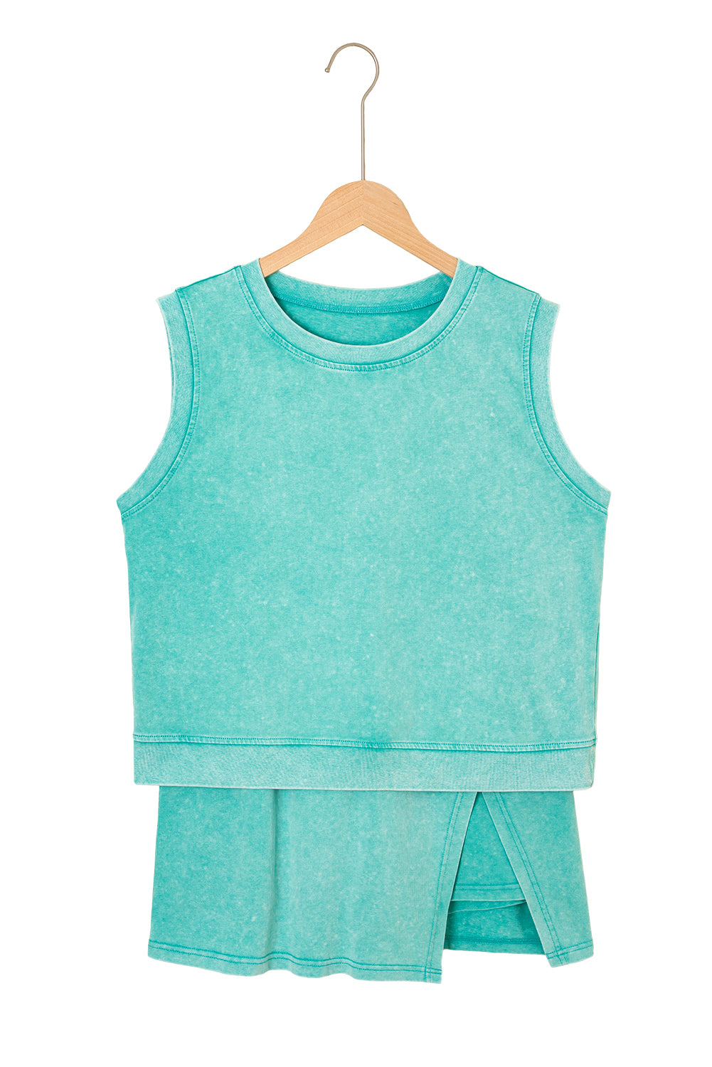 Light Pink Mineral Wash Sleeveless Top and Split Skort Set