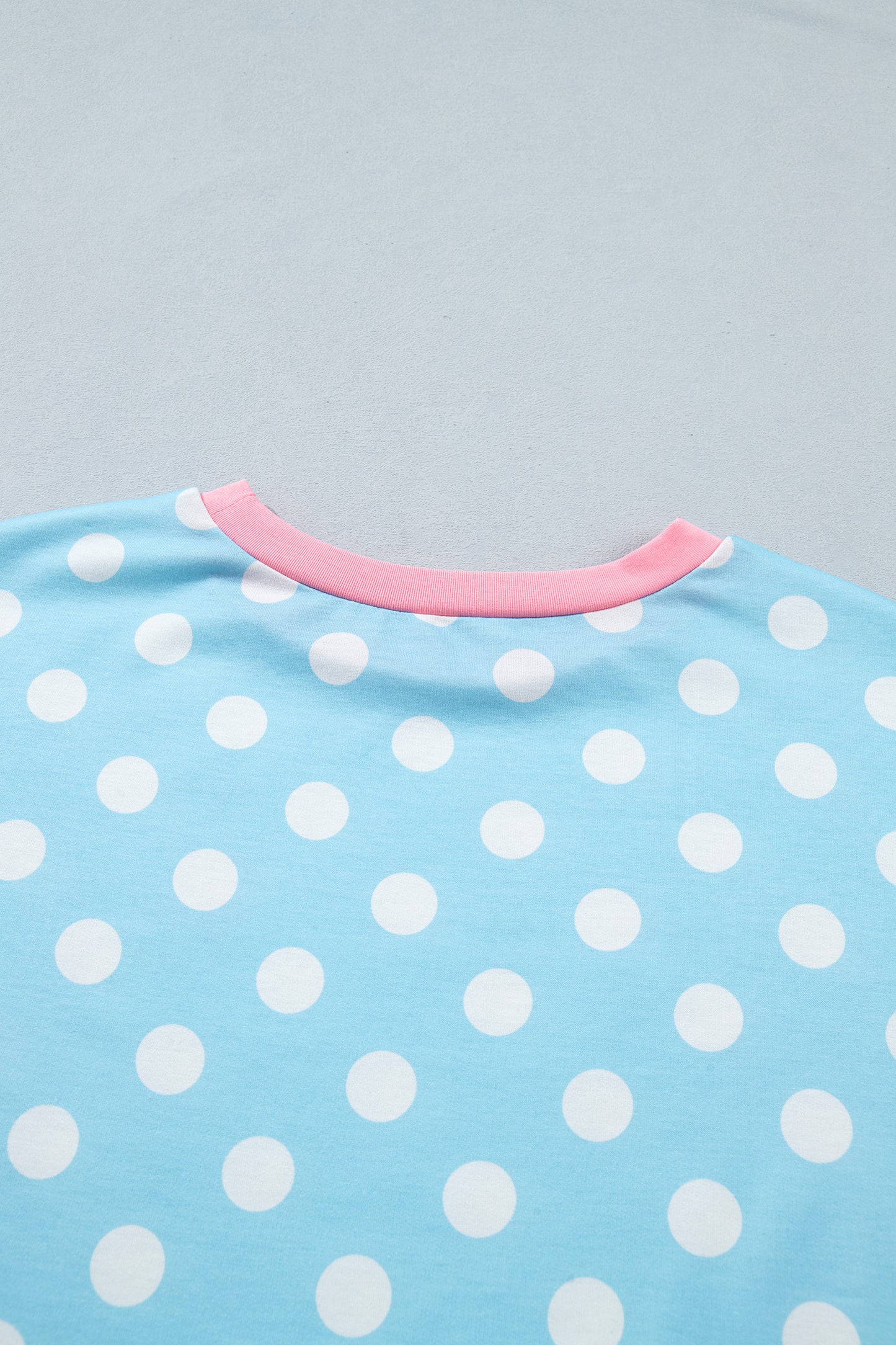 Sky Blue Polka Dot Contrast Edge Casual Short Set