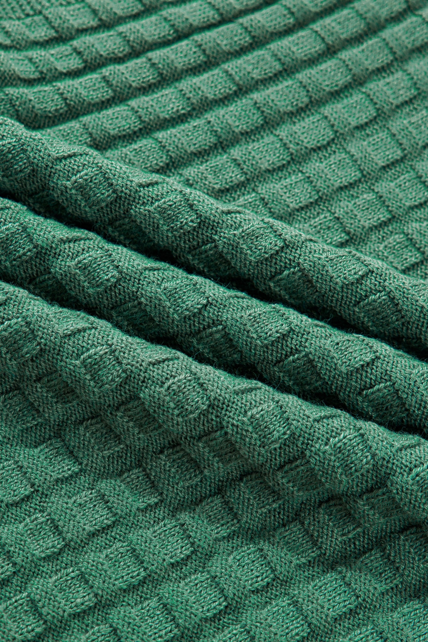 Black Solid Color Round Neck Textured Short Sleeve Sweater