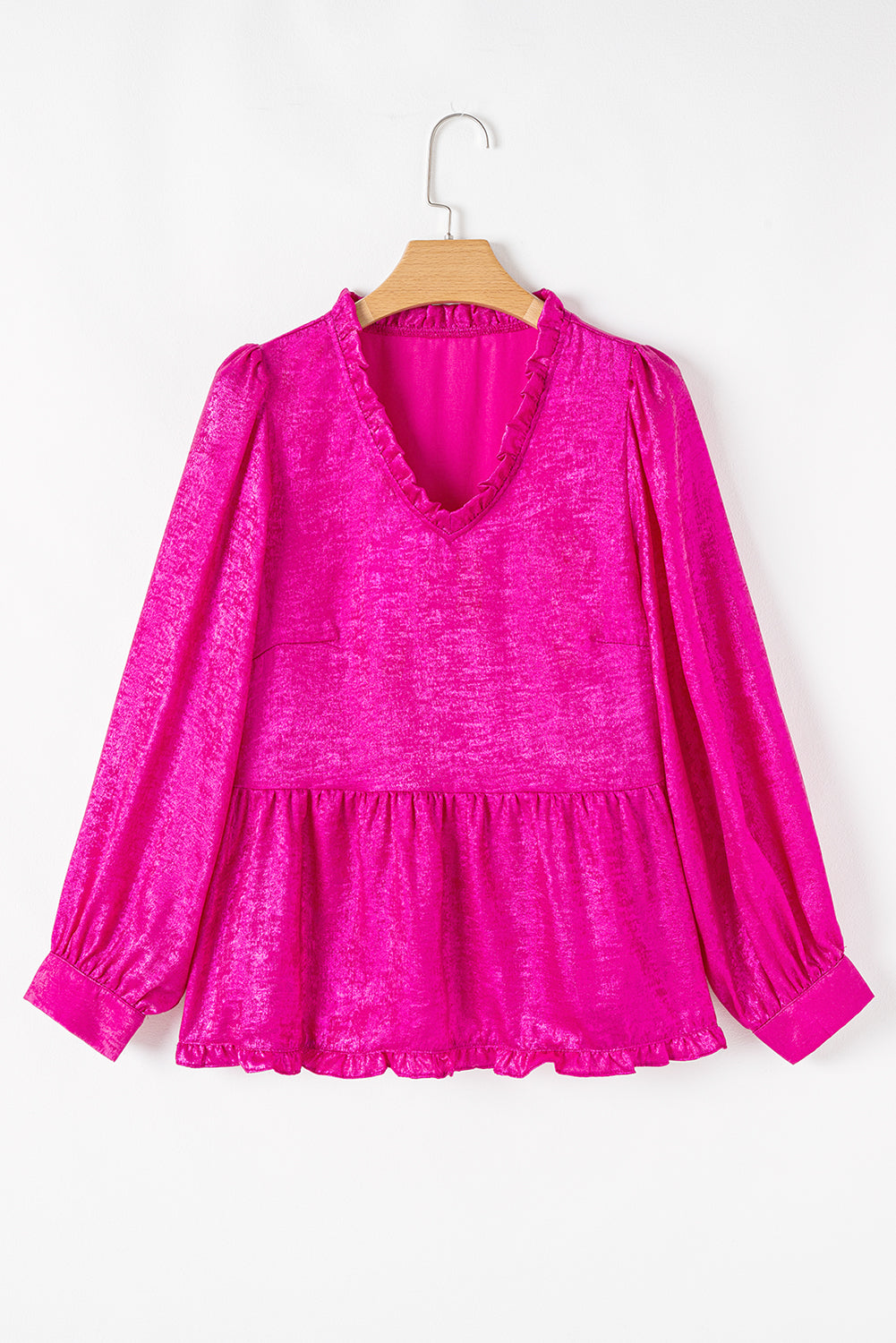 Black Velvet Frill V Neck Puff Sleeve Babydoll Blouse