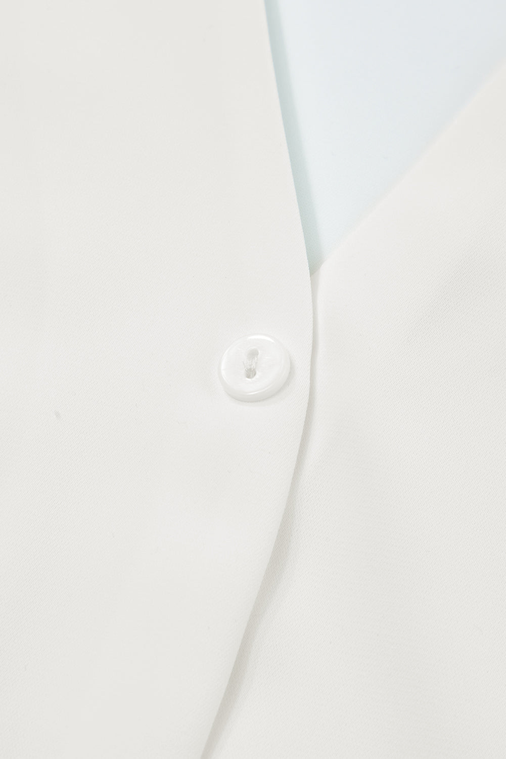 Black Button Notched Neck Petal Sleeve Blouse