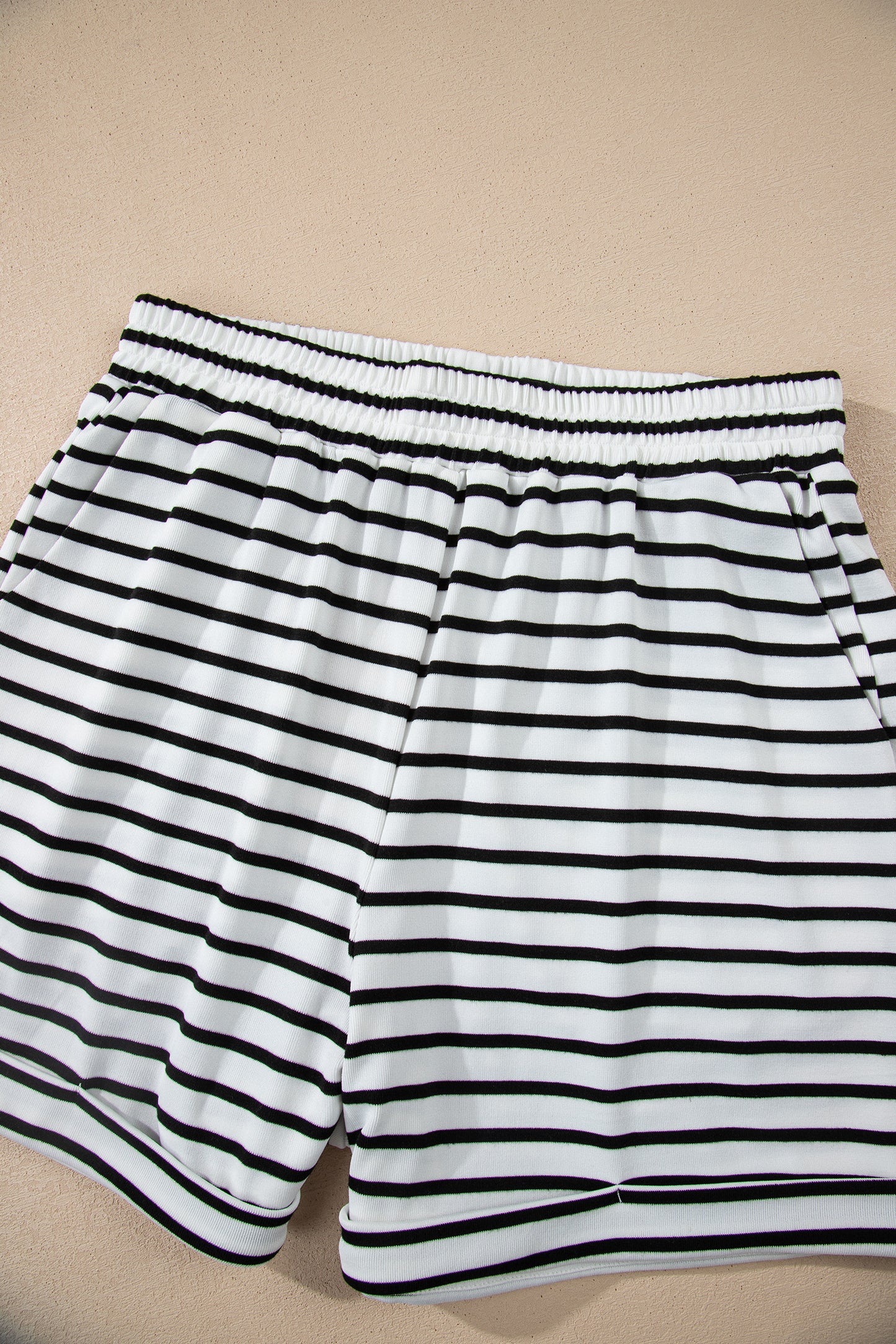 Black Stripe Half Buttons Top and Shorts Set