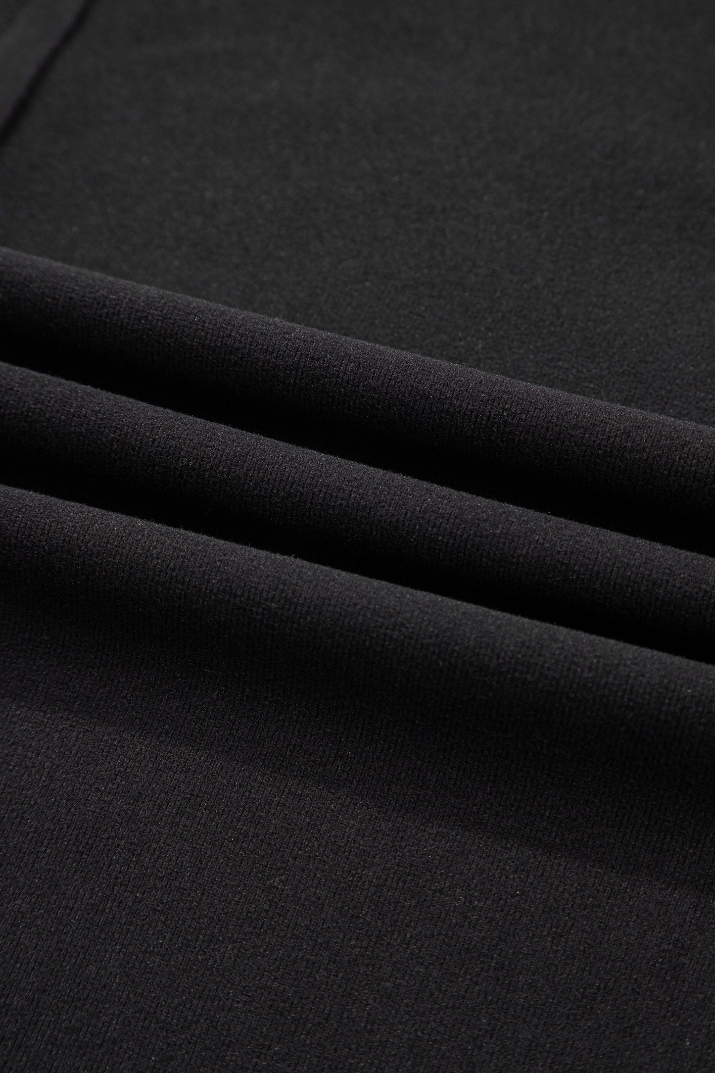 Black Solid Color Bow Textured Patchwork Long Sleeve Tee