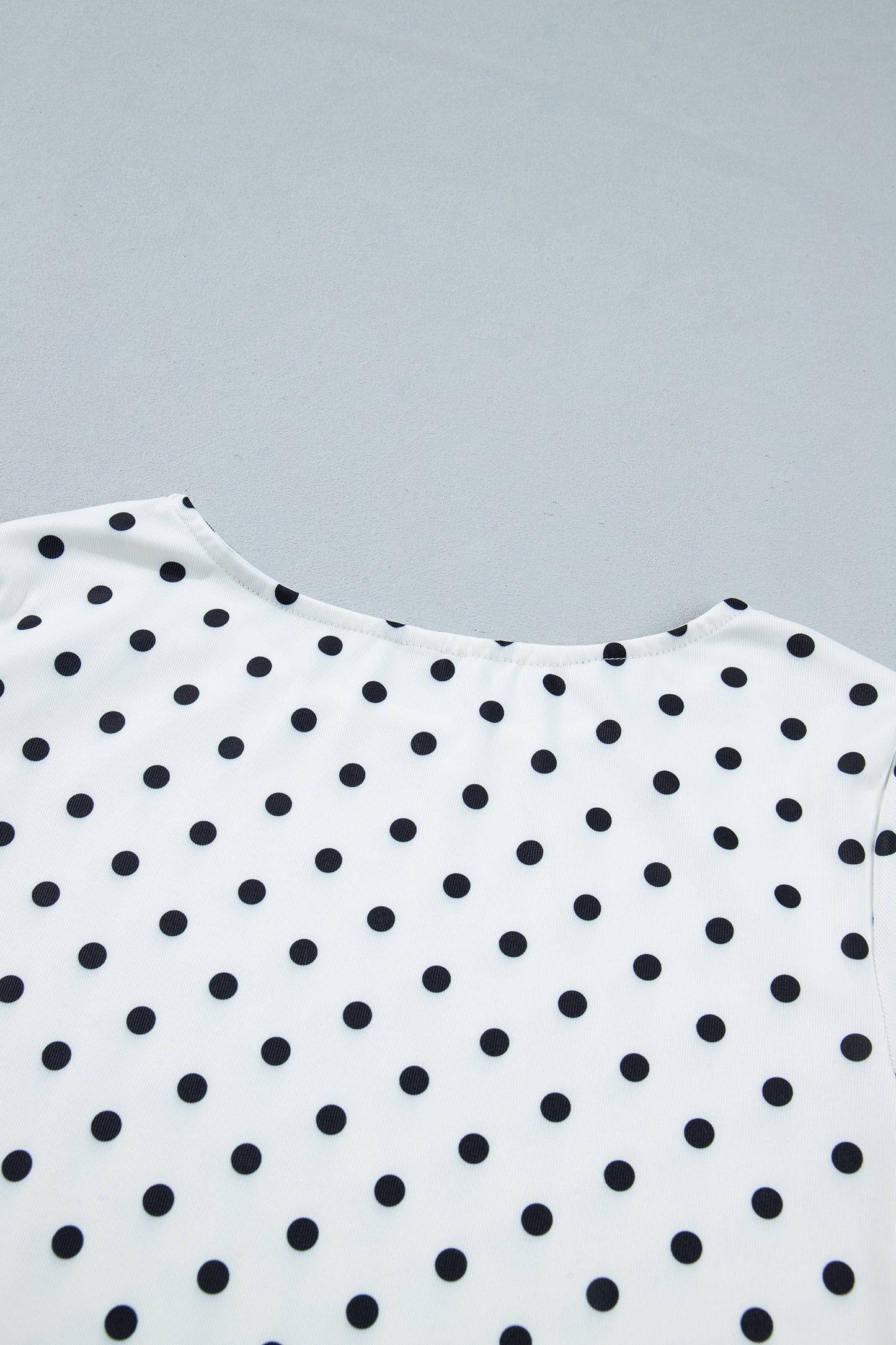 Black Polka Dot Print Lettuce Trim Long Sleeve Top
