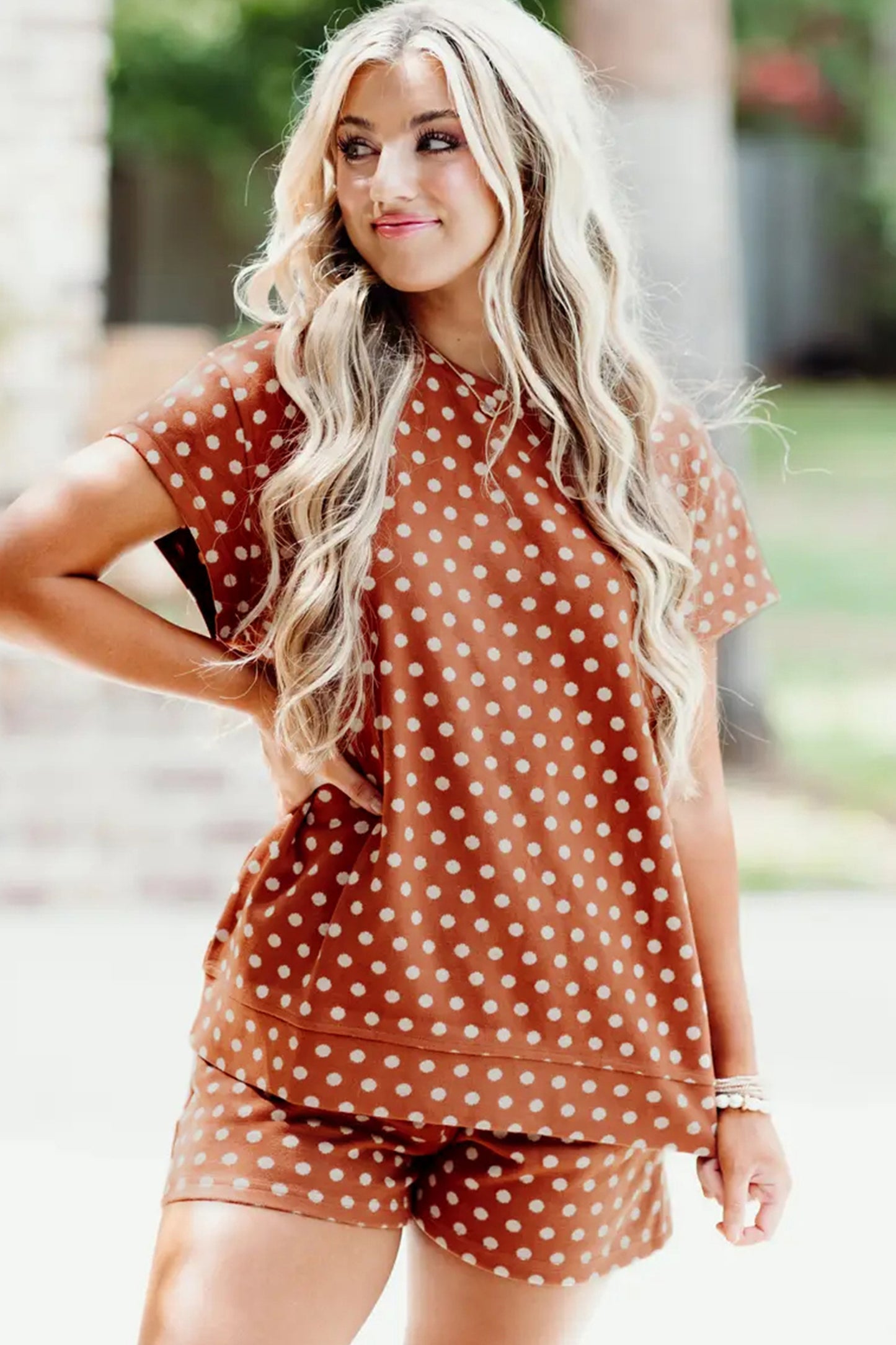 Purple Polka Dot Print Short Set