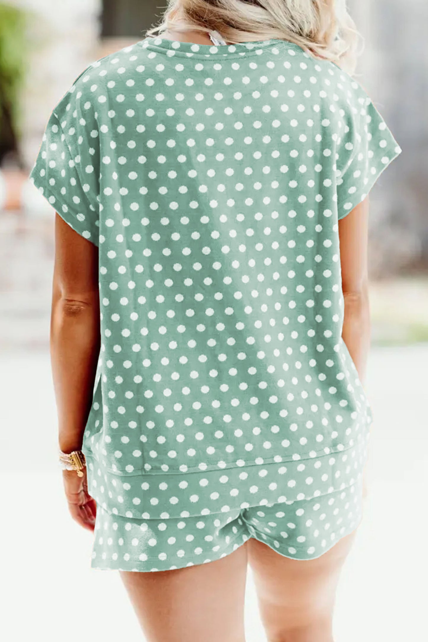 Purple Polka Dot Print Short Set
