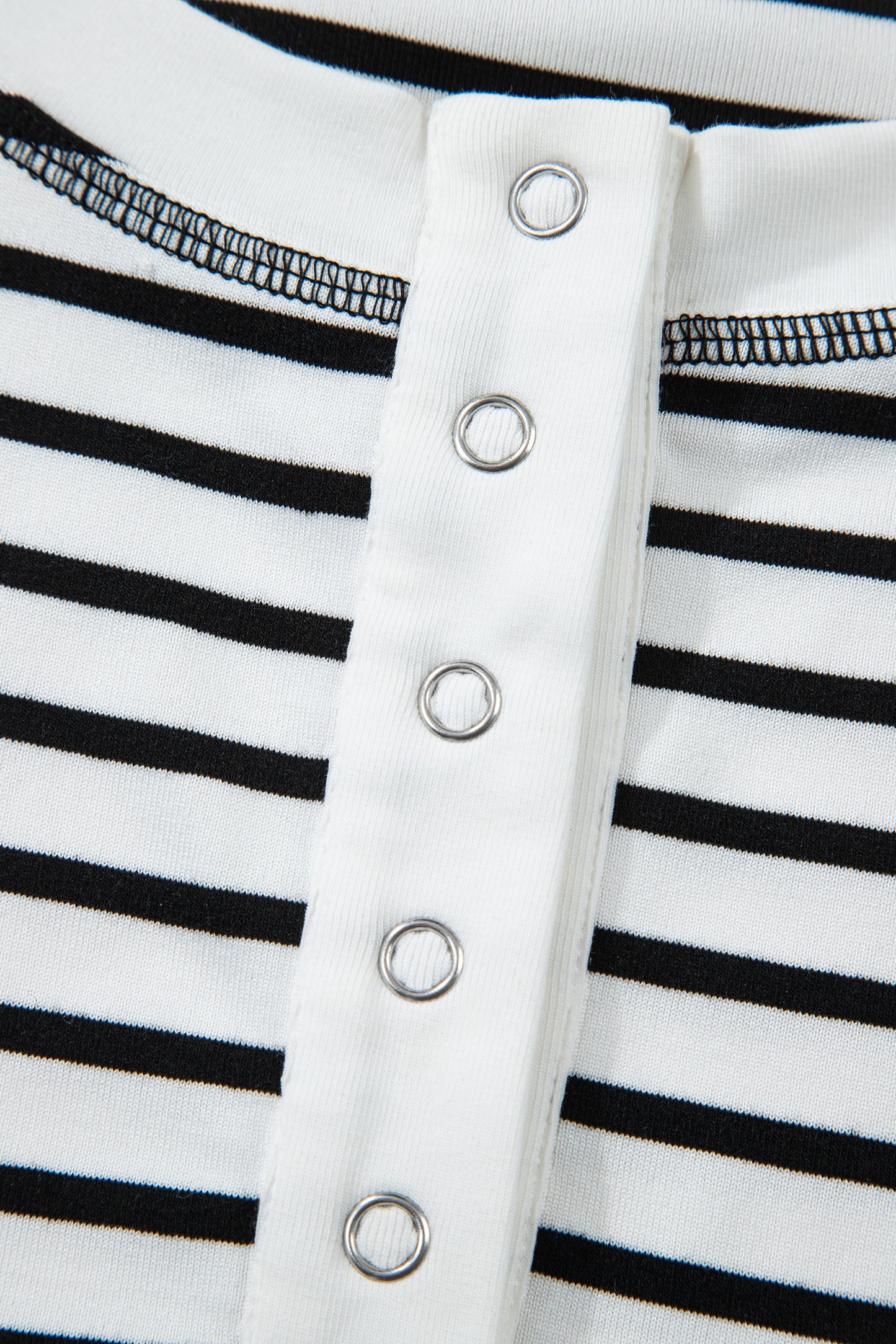 Black Stripe Half Buttons Top and Shorts Set