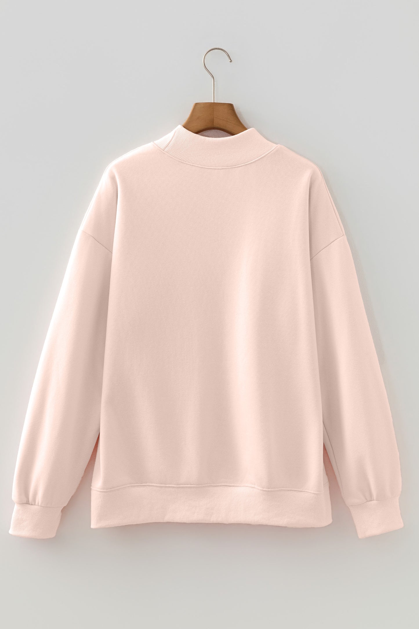 Sea Green Oversize Blessed Embroidered Mock Neck Sweatshirt