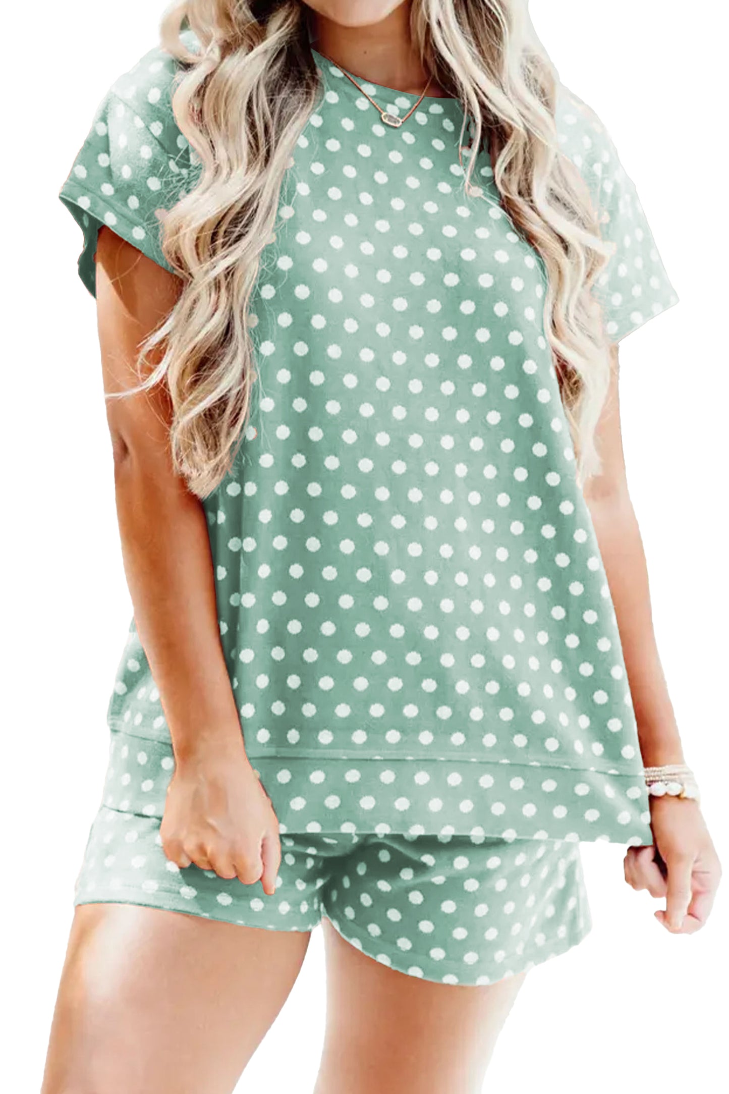 Purple Polka Dot Print Short Set