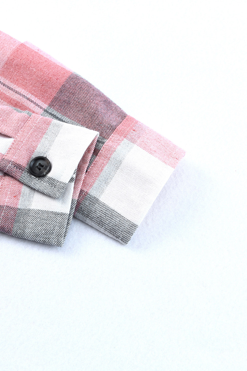 Pink Long Sleeve Collared Button Up Flannel Shacket