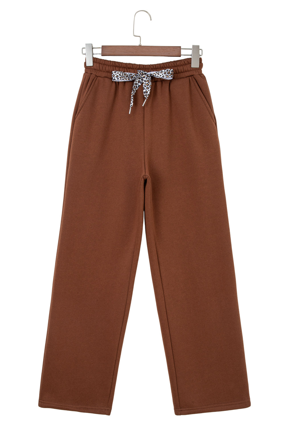 Black Leopard Drawstring Winter Fleece Pants