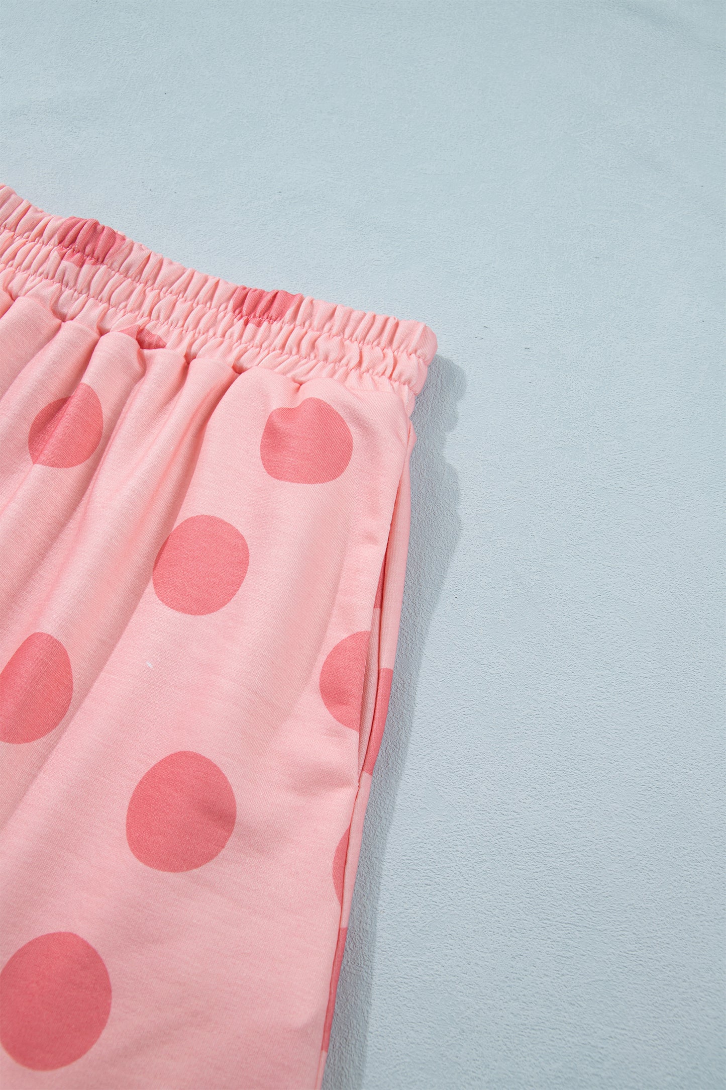 Sky Blue Polka Dot Short Sleeve Top Casual Skort 2pcs Outfit