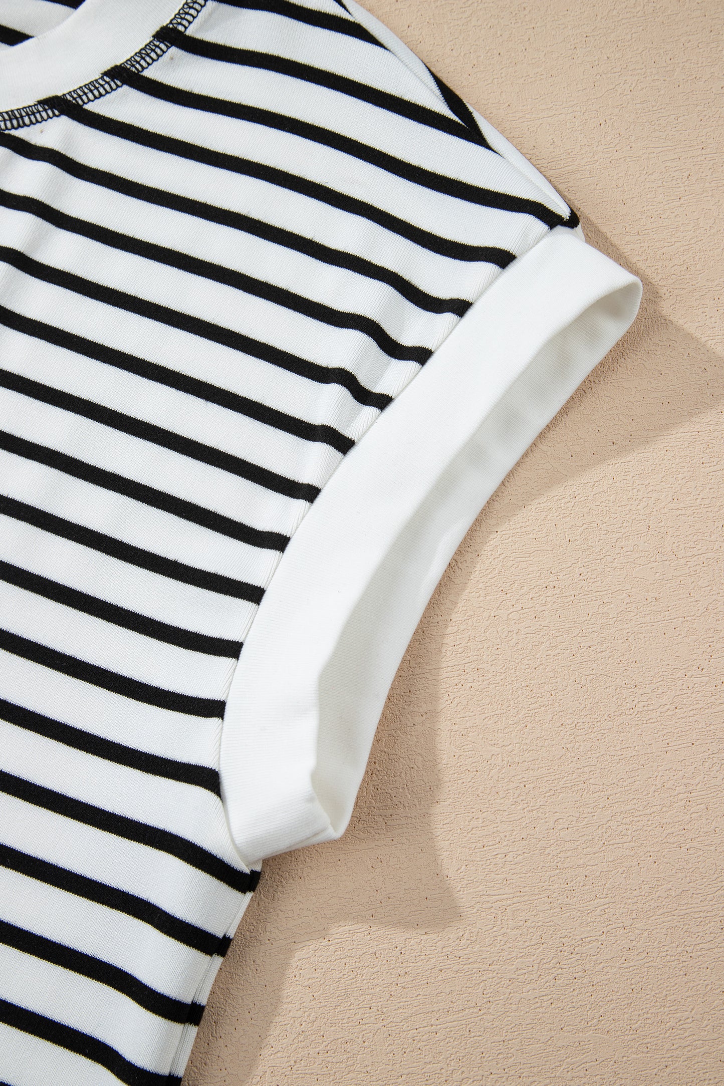 Black Stripe Half Buttons Top and Shorts Set