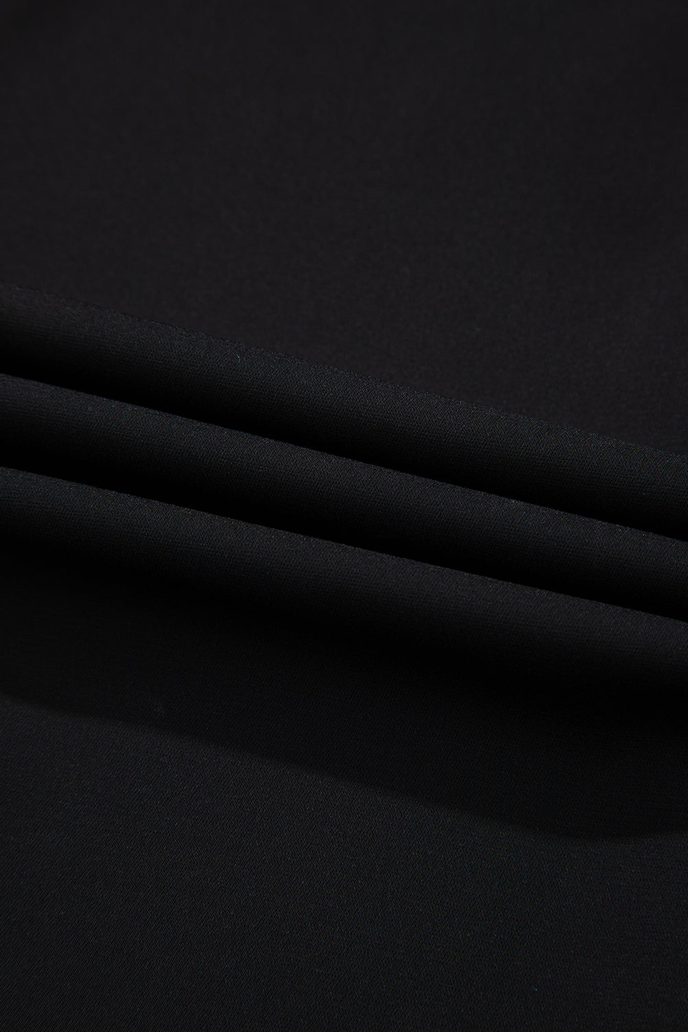 Black Button Notched Neck Petal Sleeve Blouse