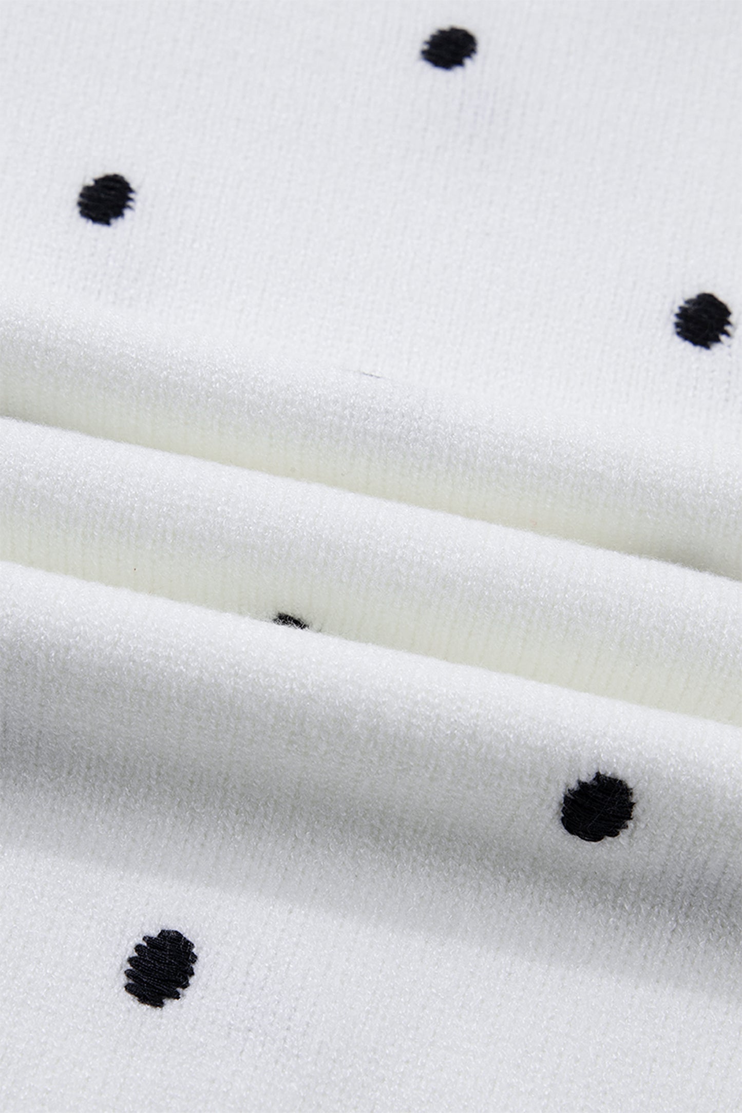 White Elegant Polka Dot Bubble Short Sleeve Sweater