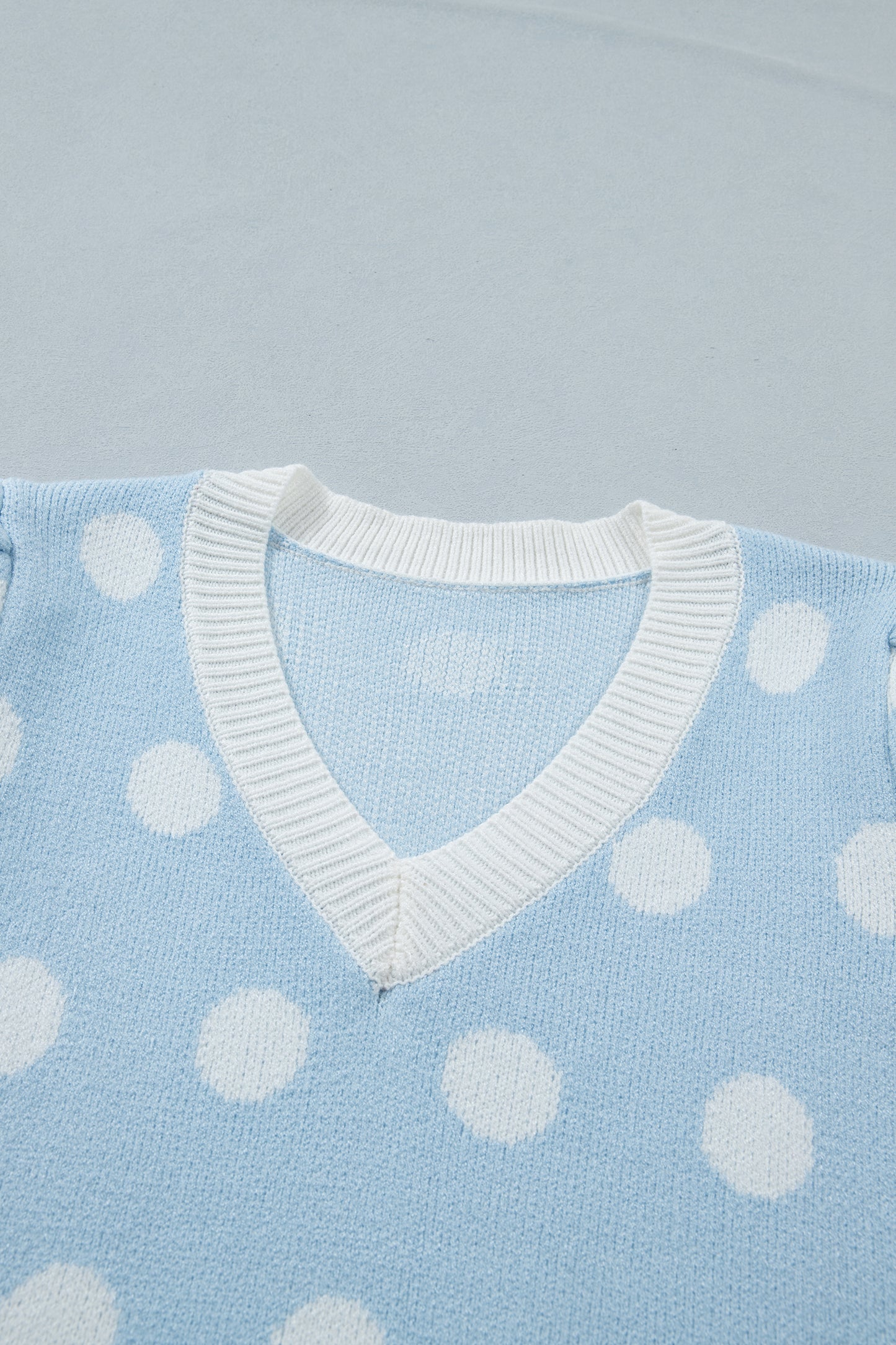 Pink Polka Dot Puff Short Sleeve Sweater Top