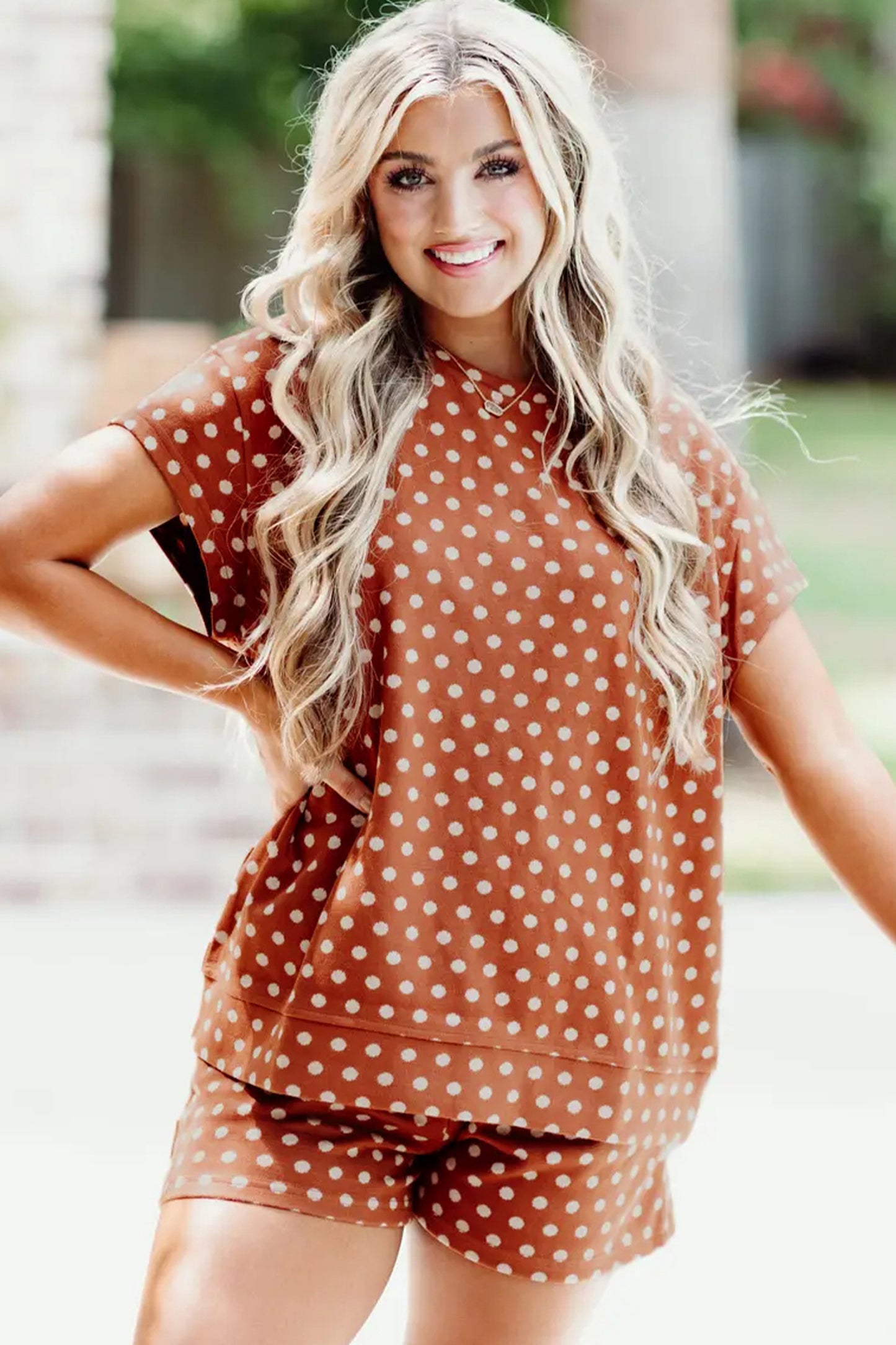 Purple Polka Dot Print Short Set