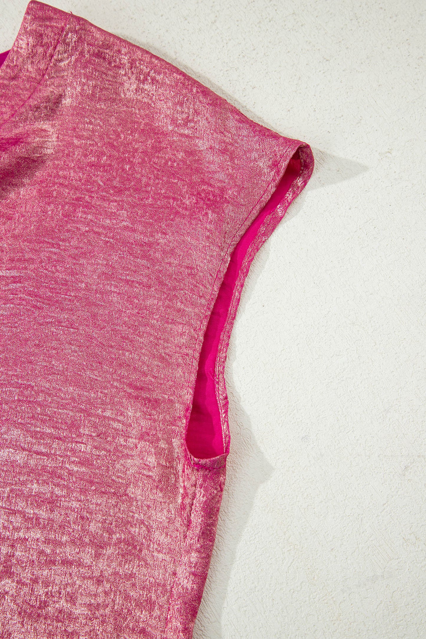 Black Metallic Round Neck Cap Sleeve Tee