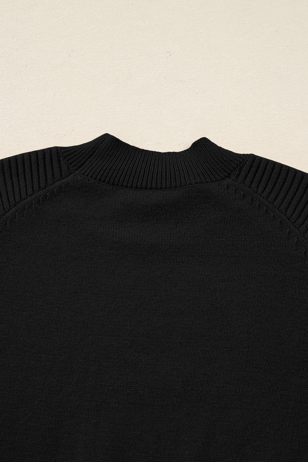 Black High Neck Puff Sleeve Sweater Pleated Mini Skirt 2pcs Knitted Outfit