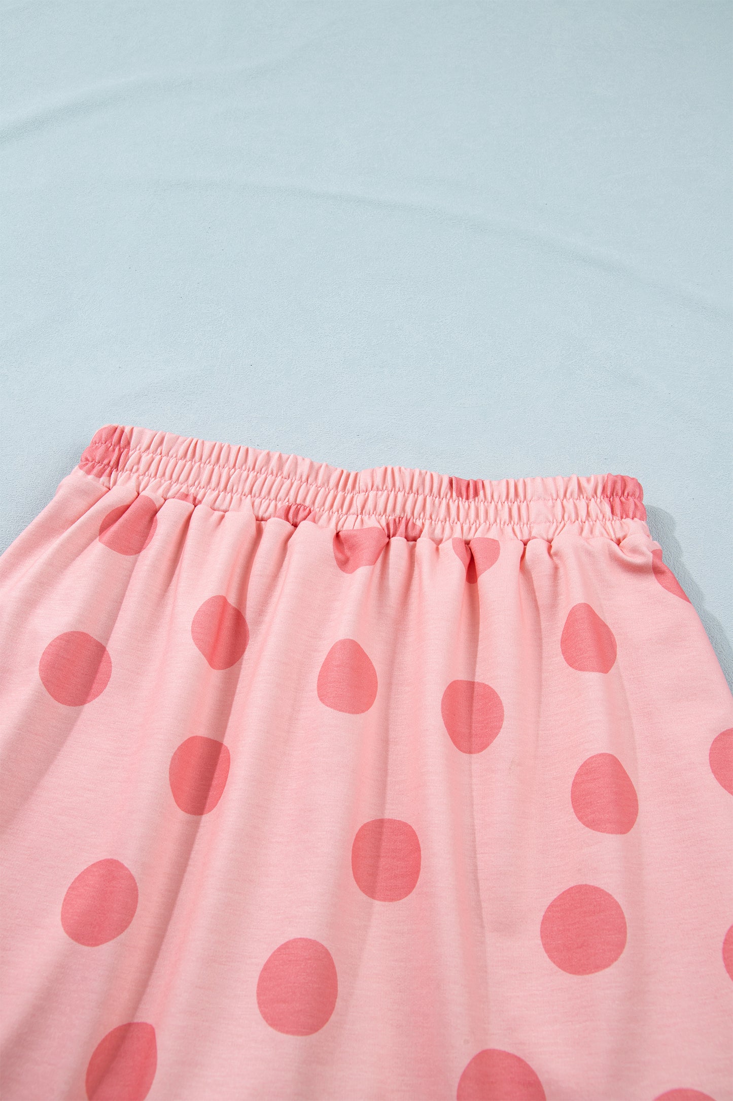 Sky Blue Polka Dot Short Sleeve Top Casual Skort 2pcs Outfit