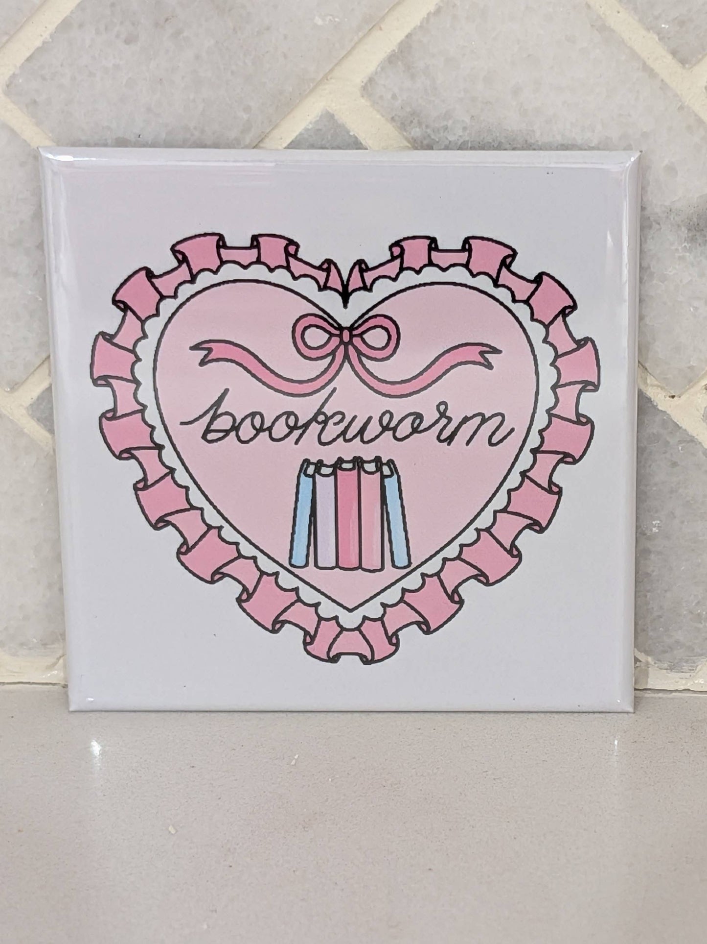 Bookworm Coquette Heart Fridge Locker Magnet