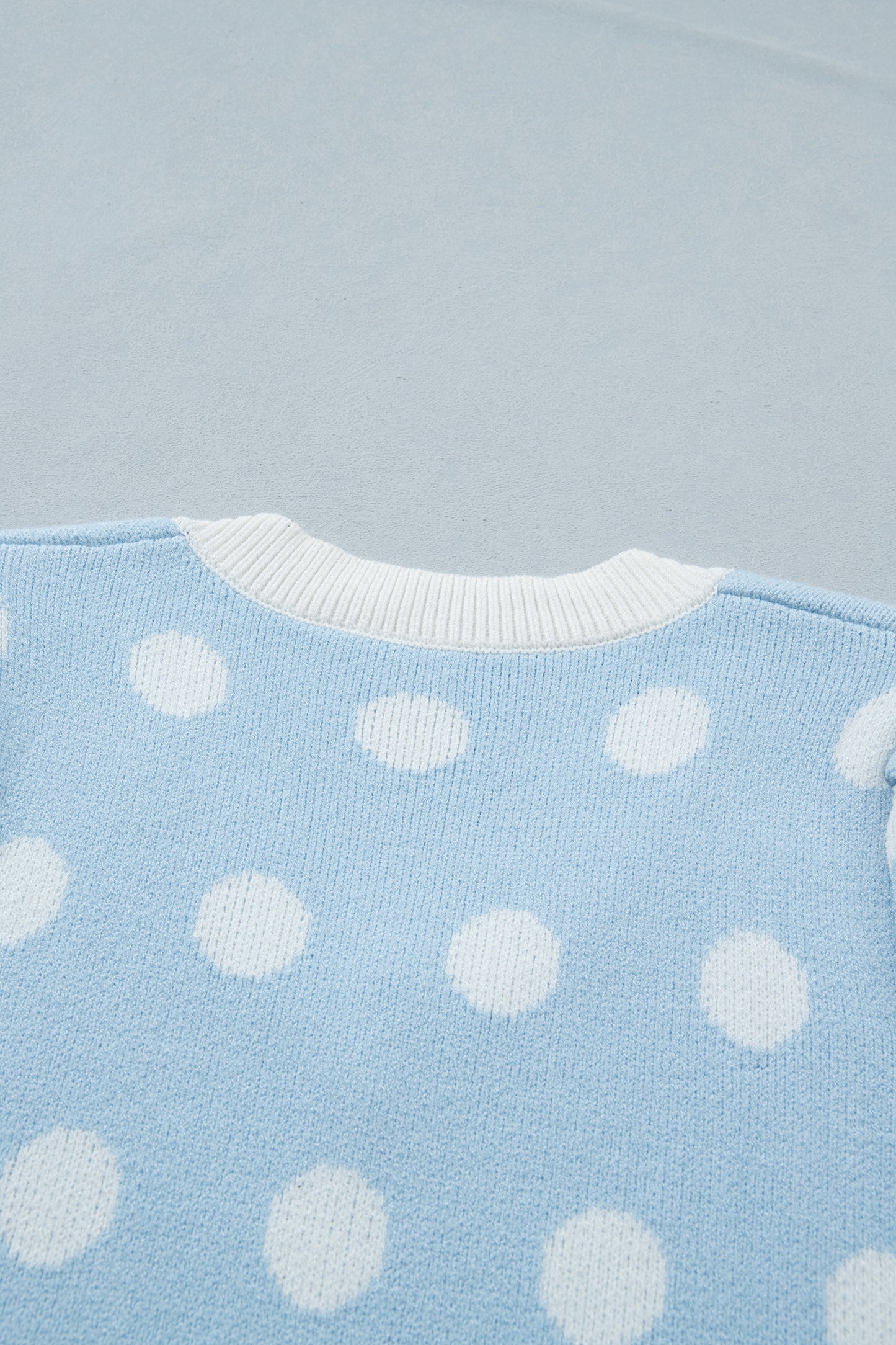 Pink Polka Dot Puff Short Sleeve Sweater Top