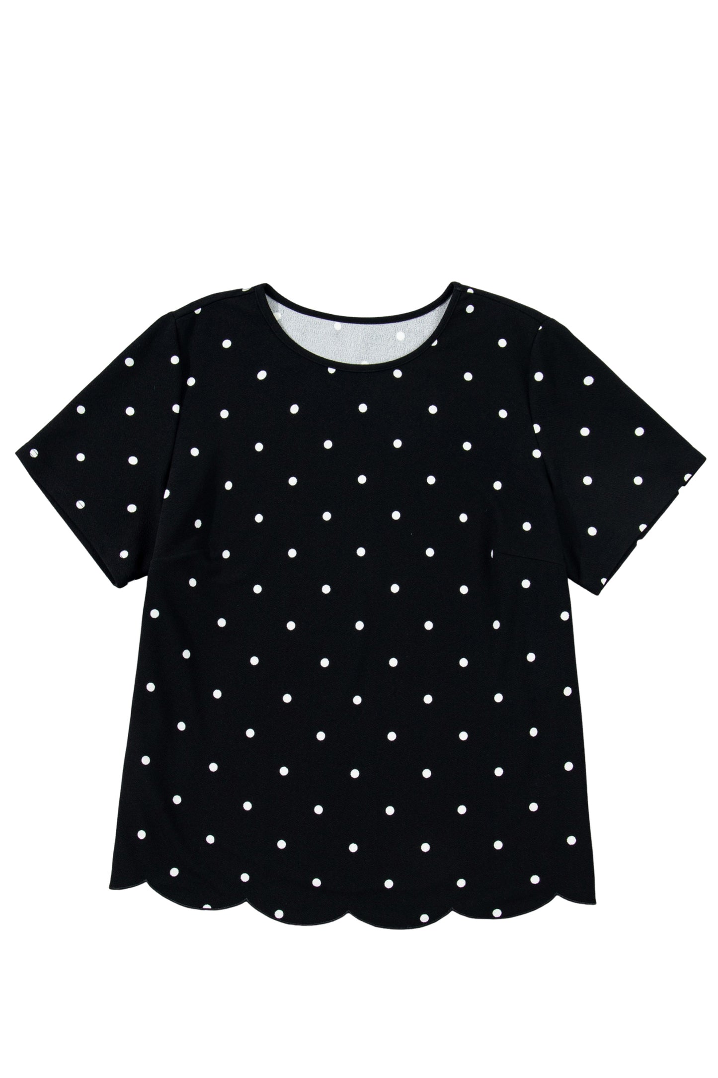 Black Plus Size Dotted Casual T Shirt