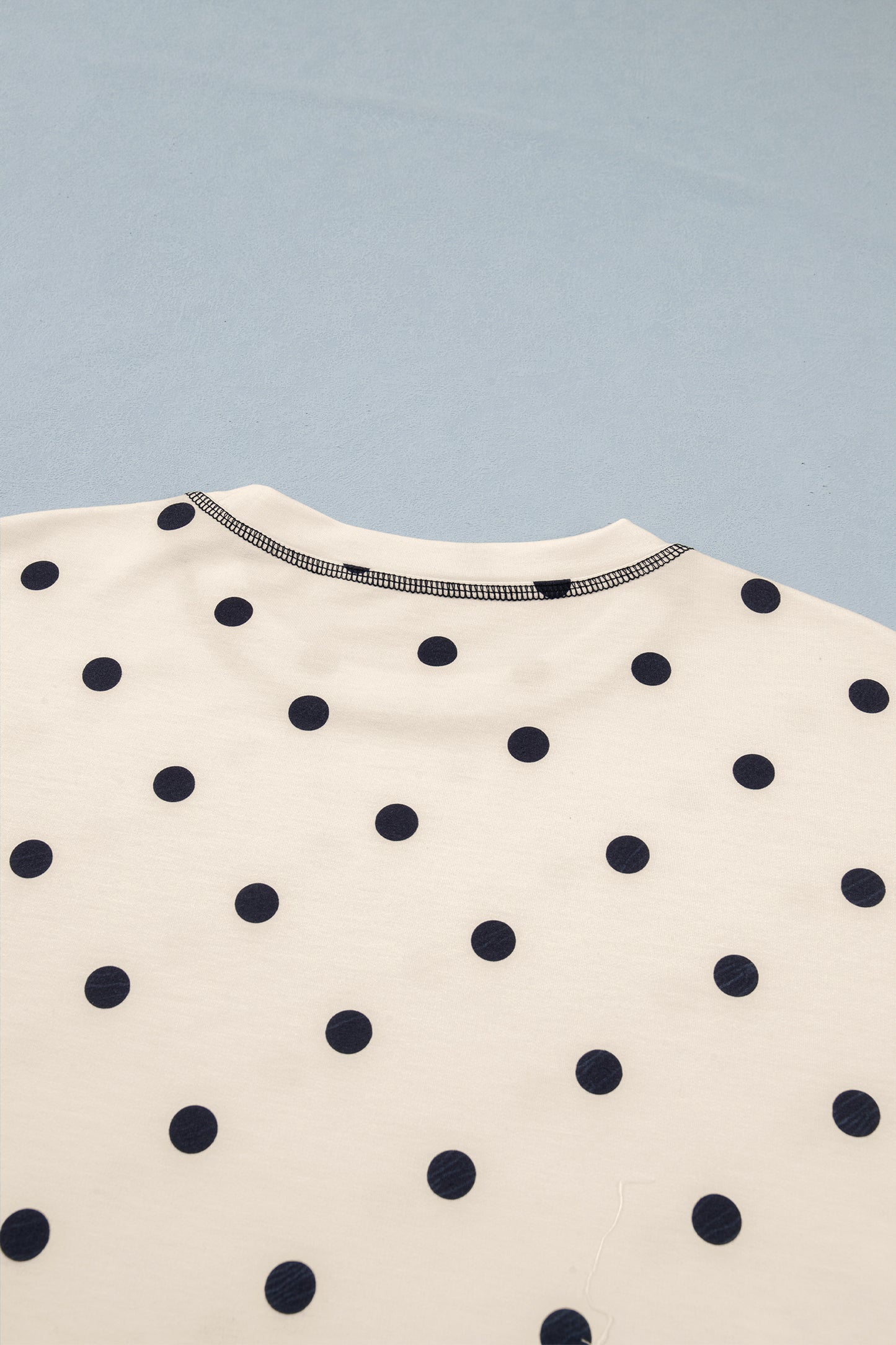 Black Exposed Seam Detail Polka Dot Loose Tee Drawstring Shorts Set